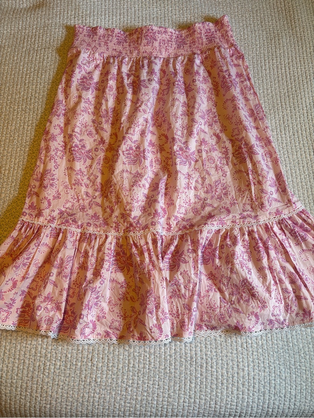 Sail to Sable Smocked Waist Midi Skirt NWT